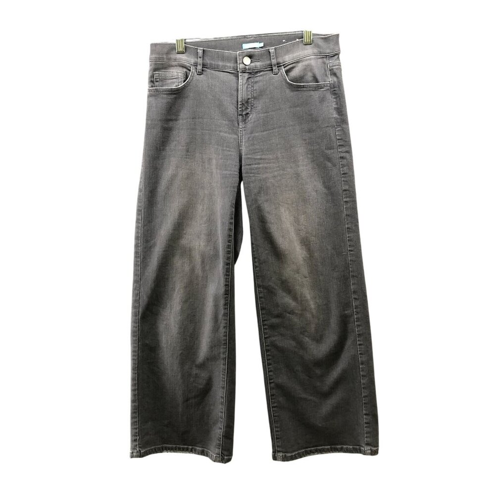 J. Mclaughlin Cropped Wide Leg Jeans Womens 2 Gray Mid Rise Stretch